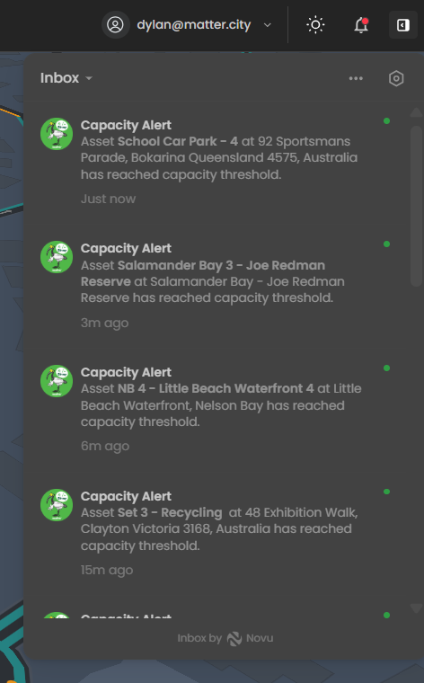 Capacity alerts
